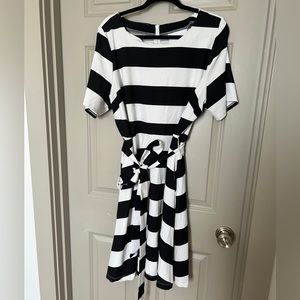 Black & Whit Striped Dress - 16